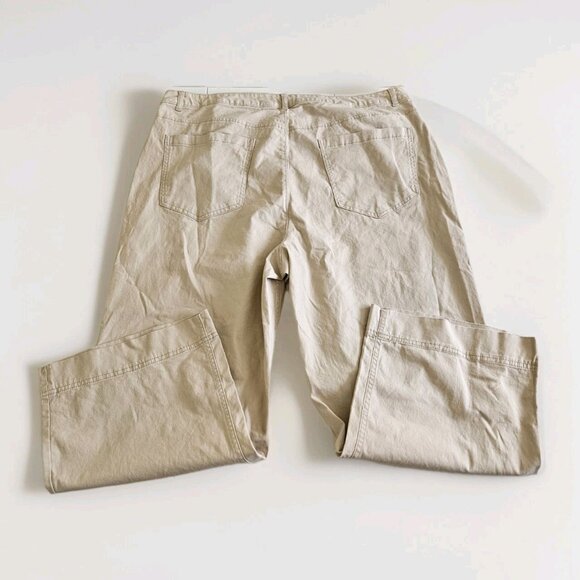 Old Navy Pants Womens 18 Beige Twill Cotton Stretch High Waist Wide Leg Coastal - Picture 13 of 16